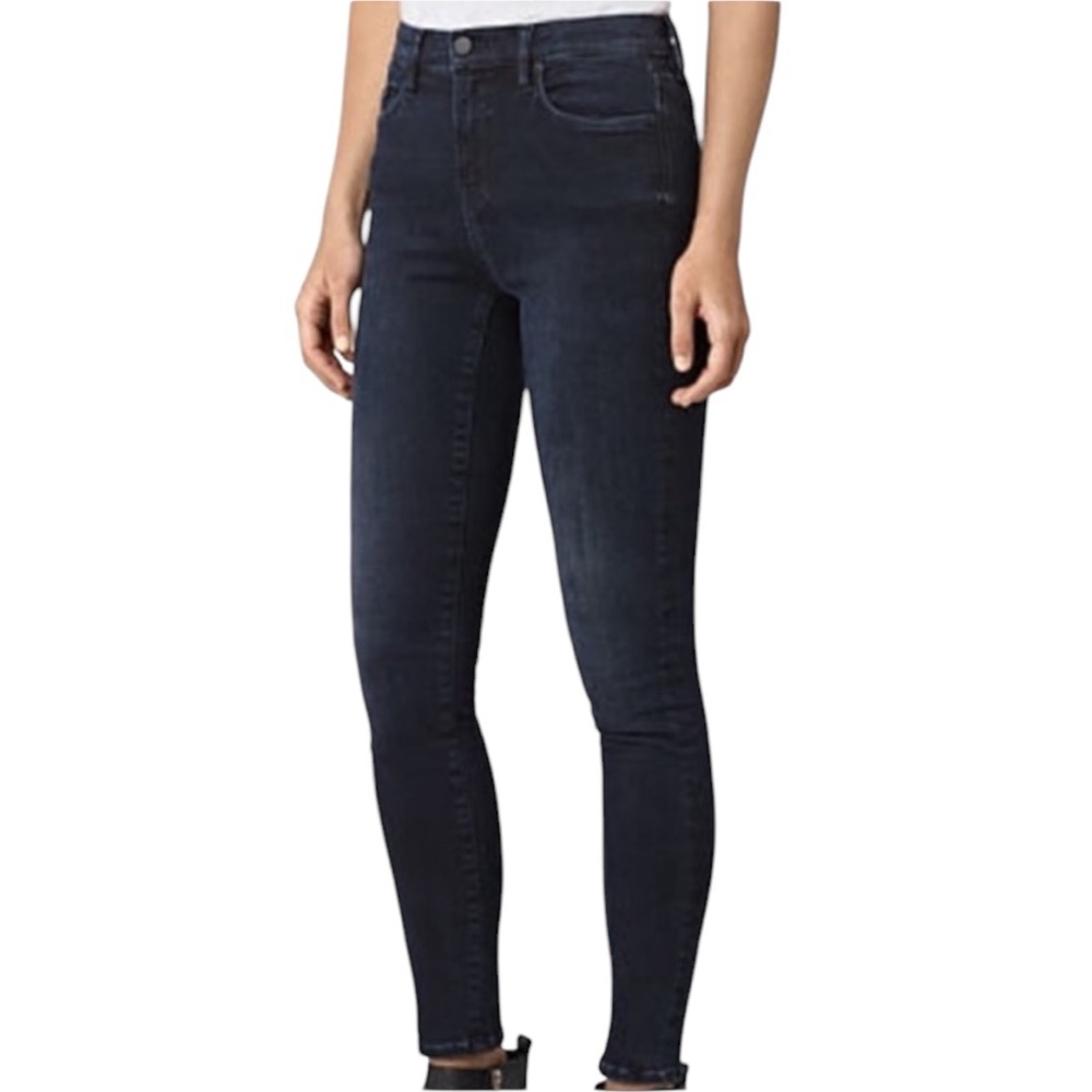 ALL SAINTS WOMENS STRETCH DARK NAVY BLUE DENIM JEANS 27
